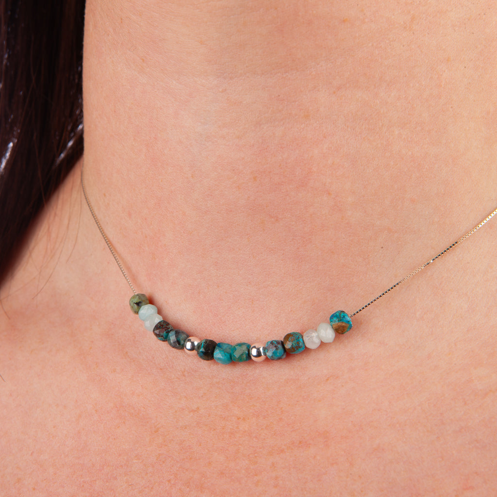 Chrysocolla Adjustable Slide Chain Gemstone Necklace