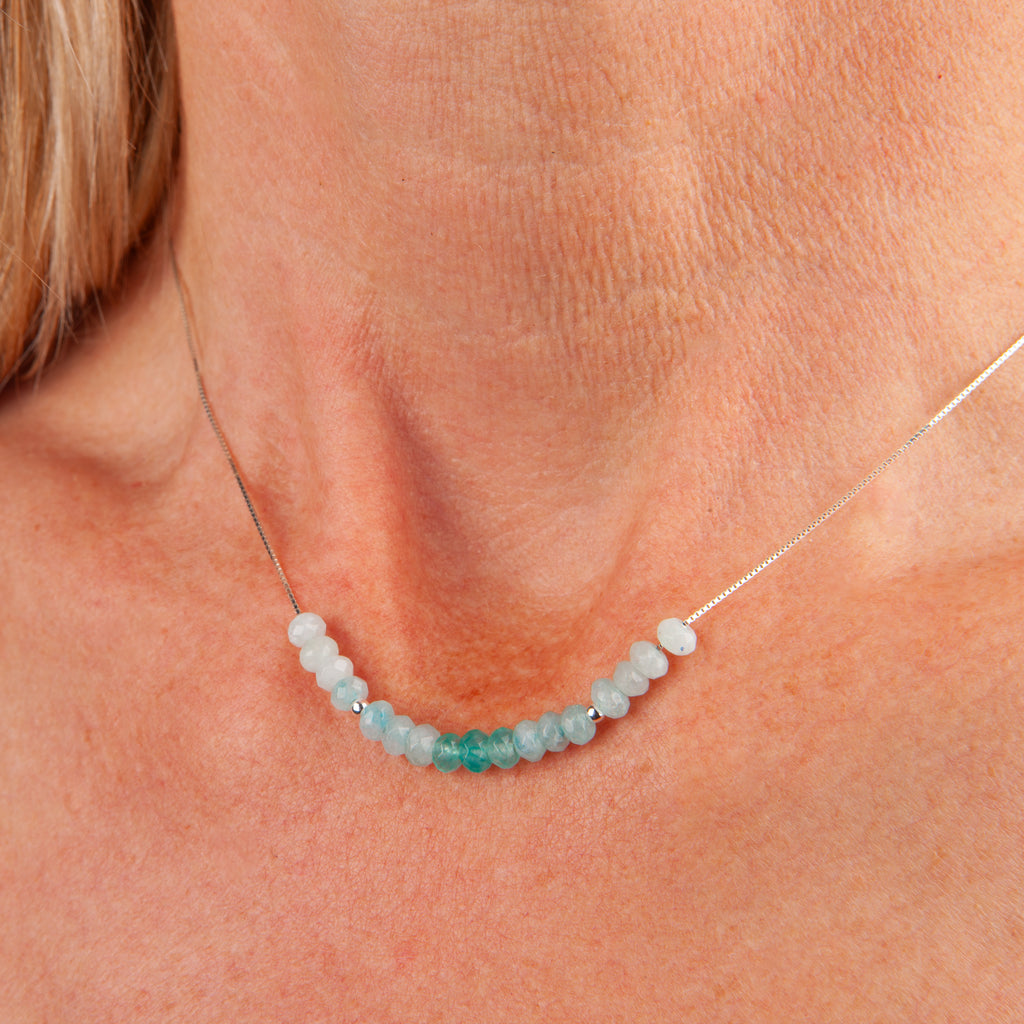 Aquamarine Adjustable Slide Chain Gemstone Necklace