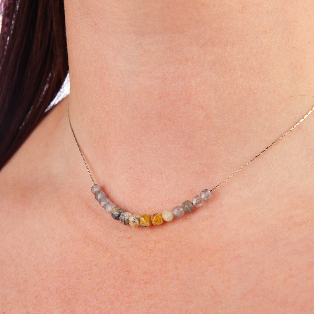 Labradorite & Yellow Opal Adjustable Slide Chain Gemstone Necklace