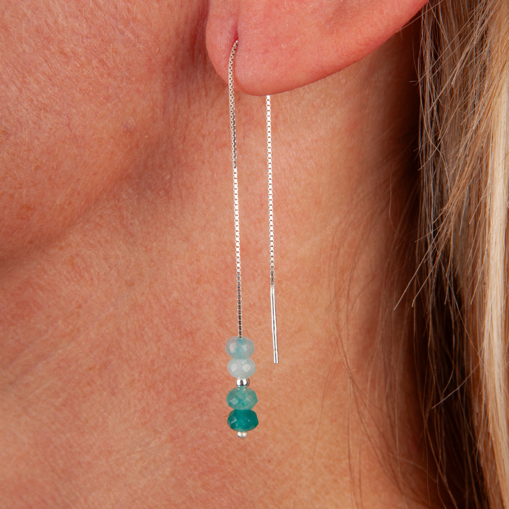 Aquamarine Threader Earrings