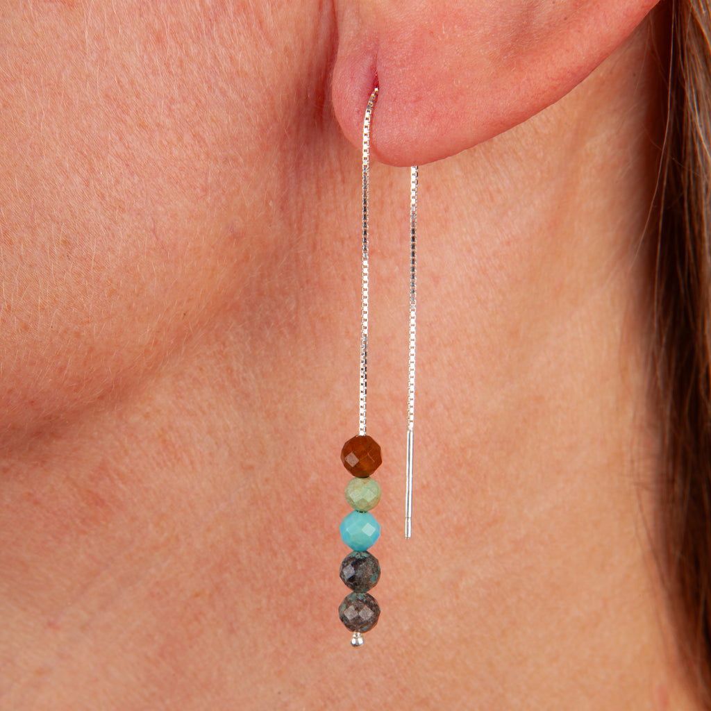 African Turquoise Threader Earrings