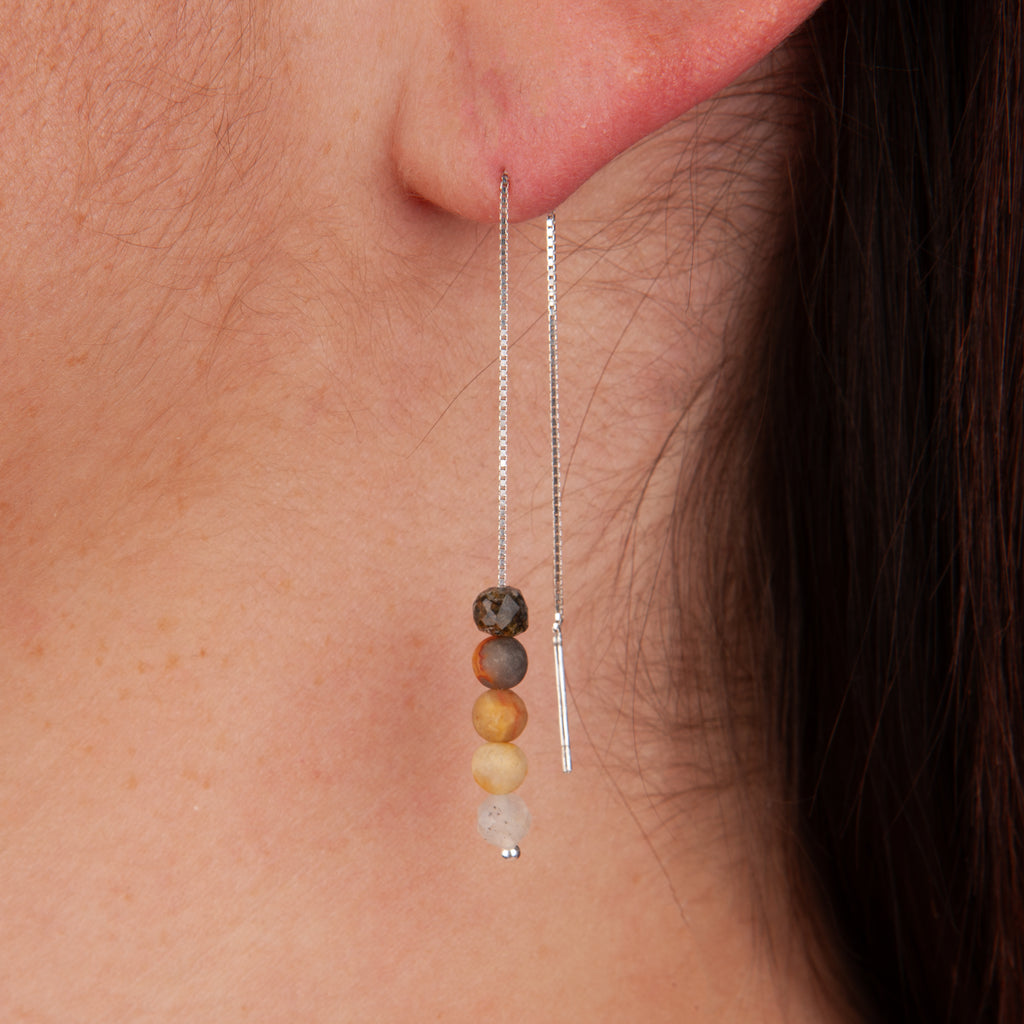 Crazy Lace Agate Threader Earrings