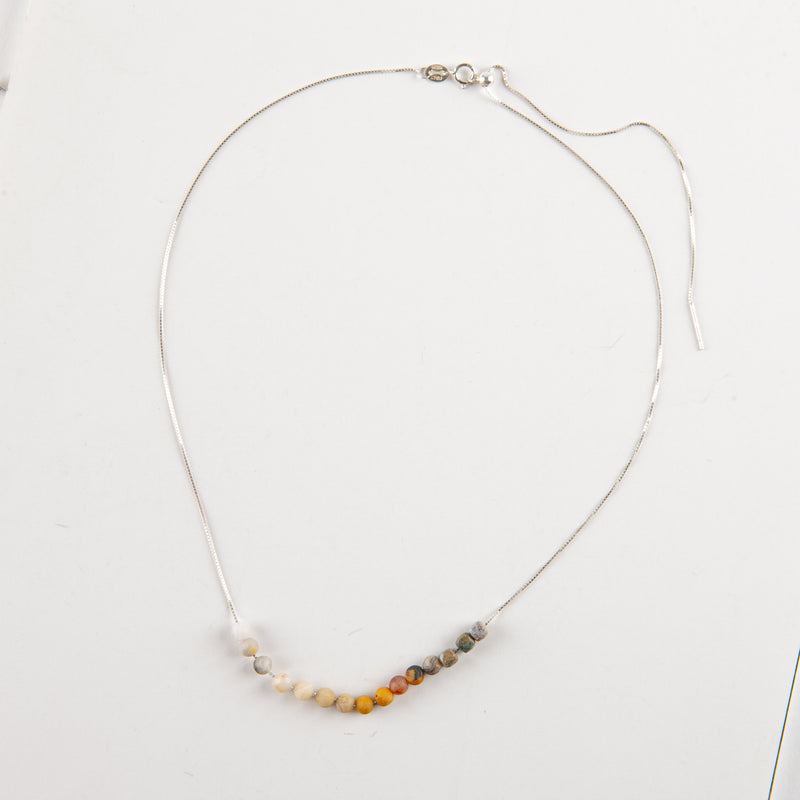 Crazy Lace Agate & Pietersite Adjustable Slide Chain Gemstone Necklace