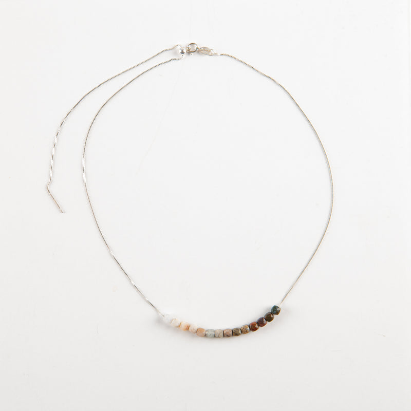 Ocean Jasper B&W Adjustable Slide Chain Gemstone Necklace
