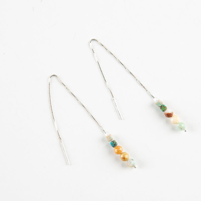 Amazonite & Ocean Jasper Threader Earrings