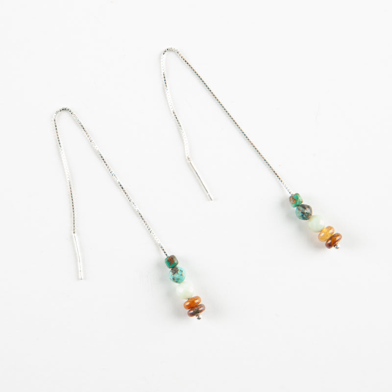 Turquoise & Ocean Jasper Threader Earrings