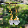 Crystal Quartz Radiant Raindrop Gold Earrings