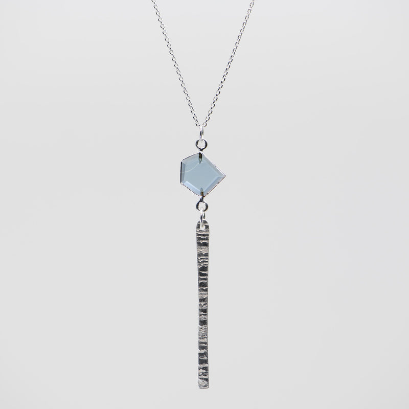 Iolite Diamond Drop Necklace - Silver