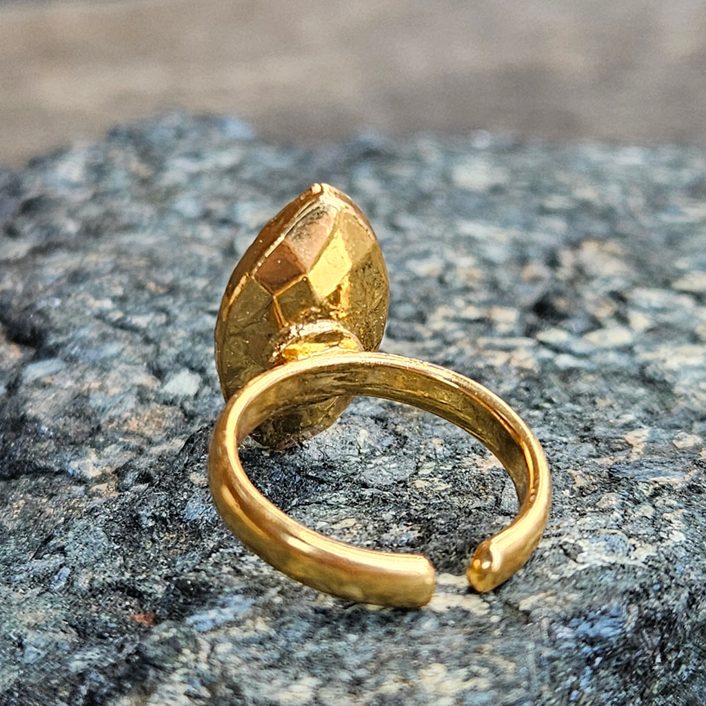 Labradorite Rustic Marquis Ring