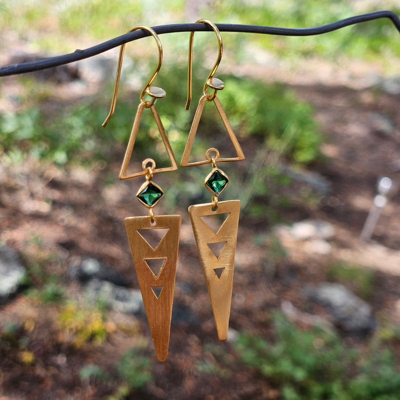 Green Apatite Cosmic Diamond Earrings