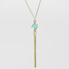 Aqua Chalcedony Diamond Drop Necklace - Gold