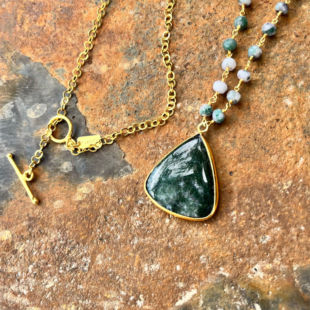 Moss Agate Enchanted Rosary Necklace - Filosophy