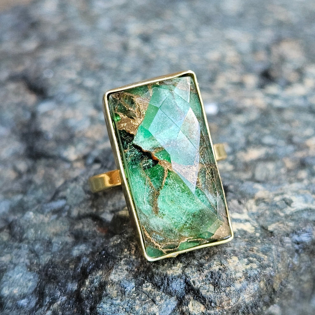 Green Turquoise Celestial Stone Ring