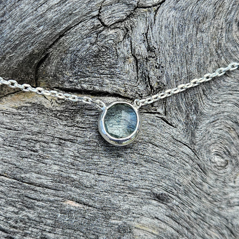 Aqua Blue Topaz Spirit Stone Necklace - Silver