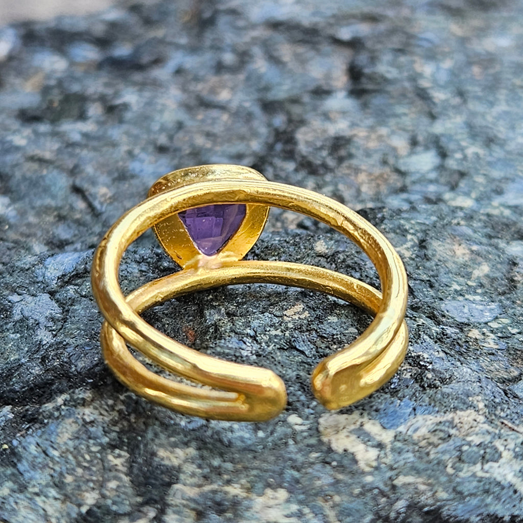 Amethyst Double Band Trillion Ring