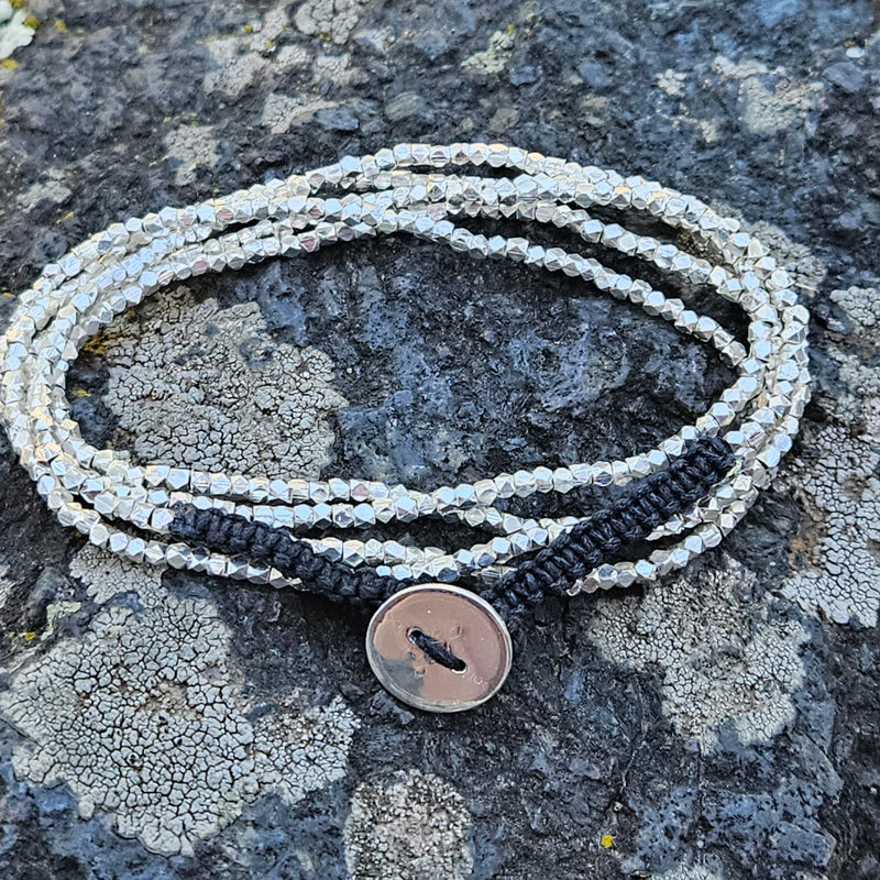 Silver Button Limitless Necklace / Bracelet