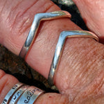 Double Chevron Sterling Silver Ring - Free Size