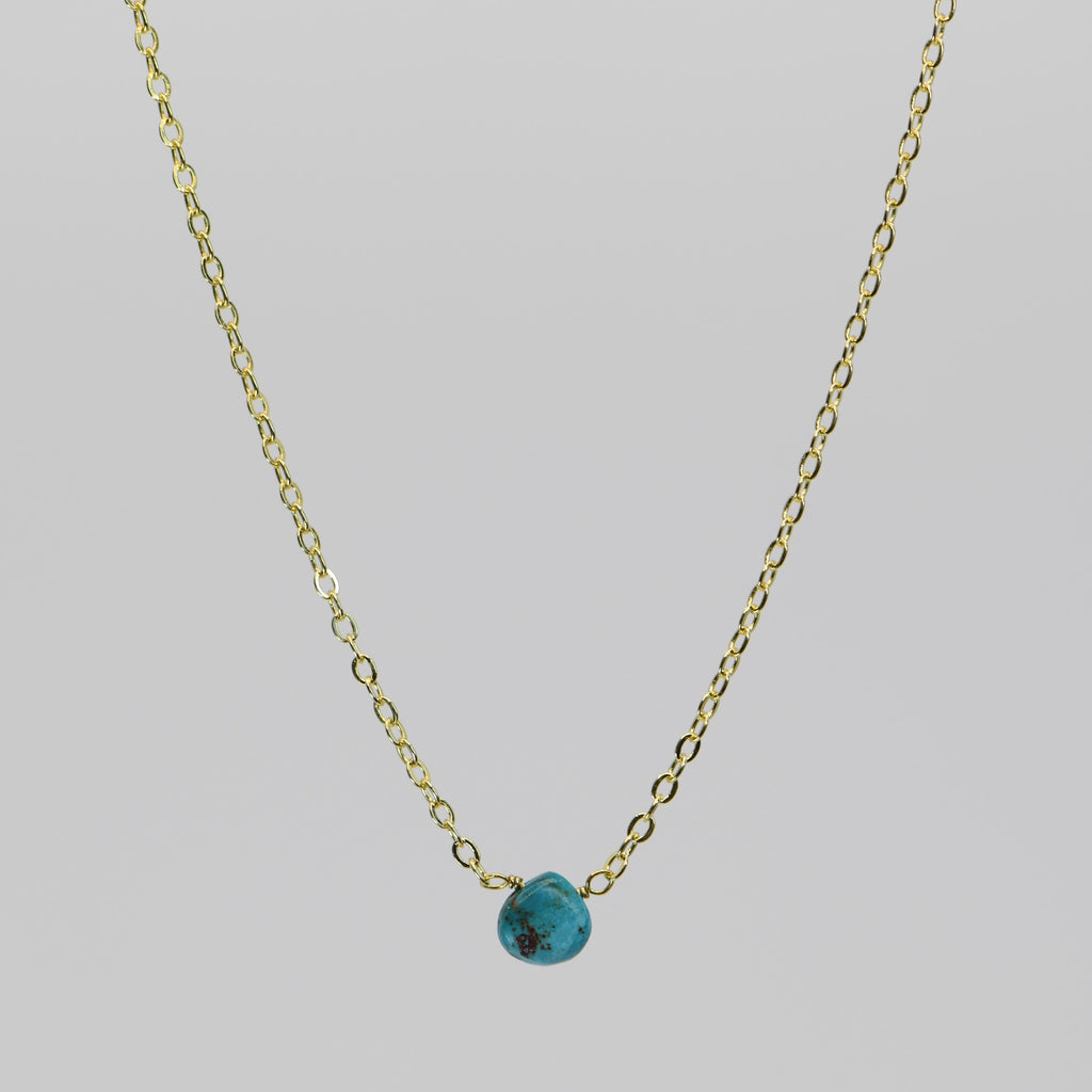 Chrysocolla Natural Nomad Necklace - Gold