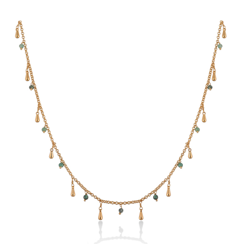 Chrysocolla Stardust Necklace - Gold