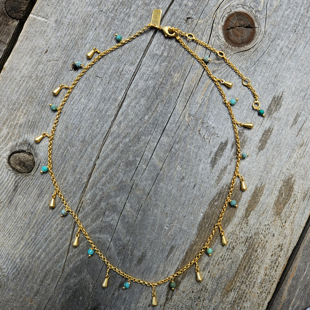 Chrysocolla Stardust Necklace - Gold