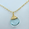 Aqua Blue Topaz Journey Necklace -Matte  Gold