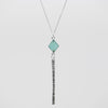 Aqua Chalcedony Diamond Drop Necklace - Silver