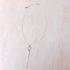 Aqua Blue Topaz Diamond Drop Necklace - Silver