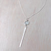 Aqua Blue Topaz Diamond Drop Necklace - Silver
