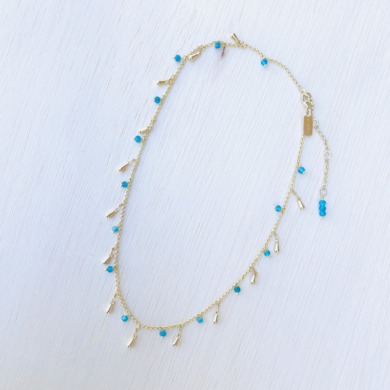 Neon Apatite Stardust Necklace - Gold