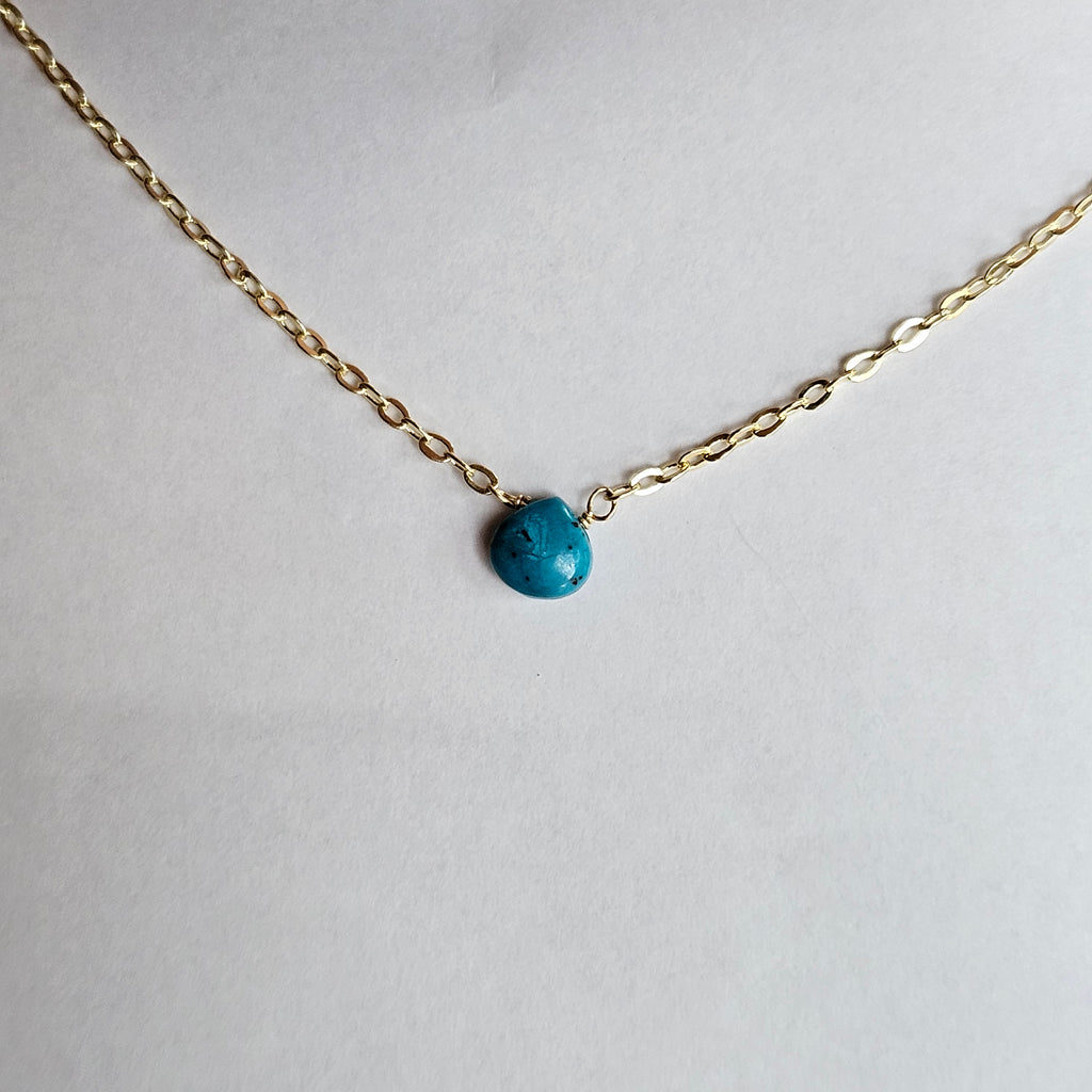 Chrysocolla Natural Nomad Necklace - Gold