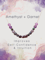 Amethyst + Garnet Adjustable Slide Chain Gemstone Necklace