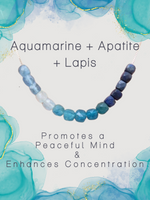 Aquamarine + Apatite + Lapis Adjustable Slide Chain Gemstone Necklace