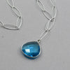 18" Aqua Blue Topaz Necklace - Pear Pendant Sterling Silver Eye Chain | Handmade Y Necklace