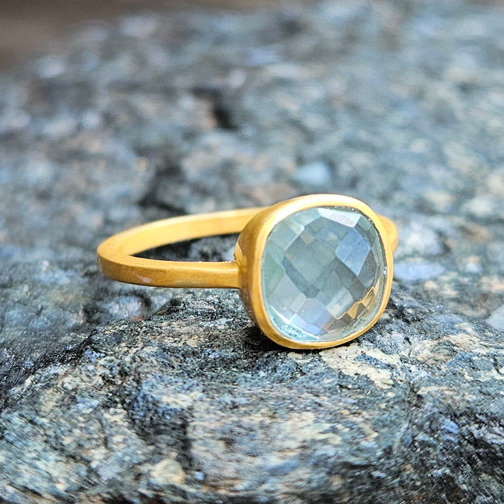 Silver ring with topaz gemstone on Craiyon