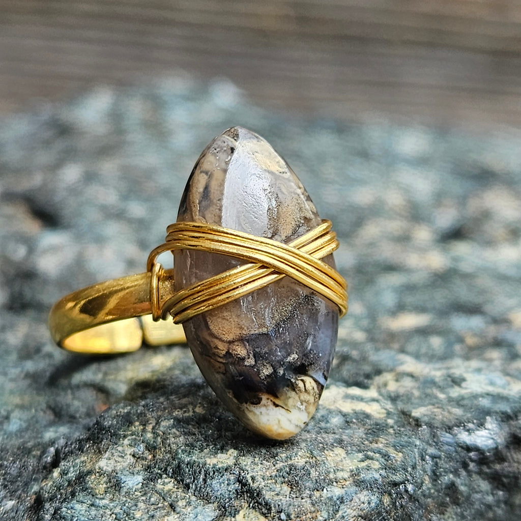 Austrailian Opal Tribal Aura Ring
