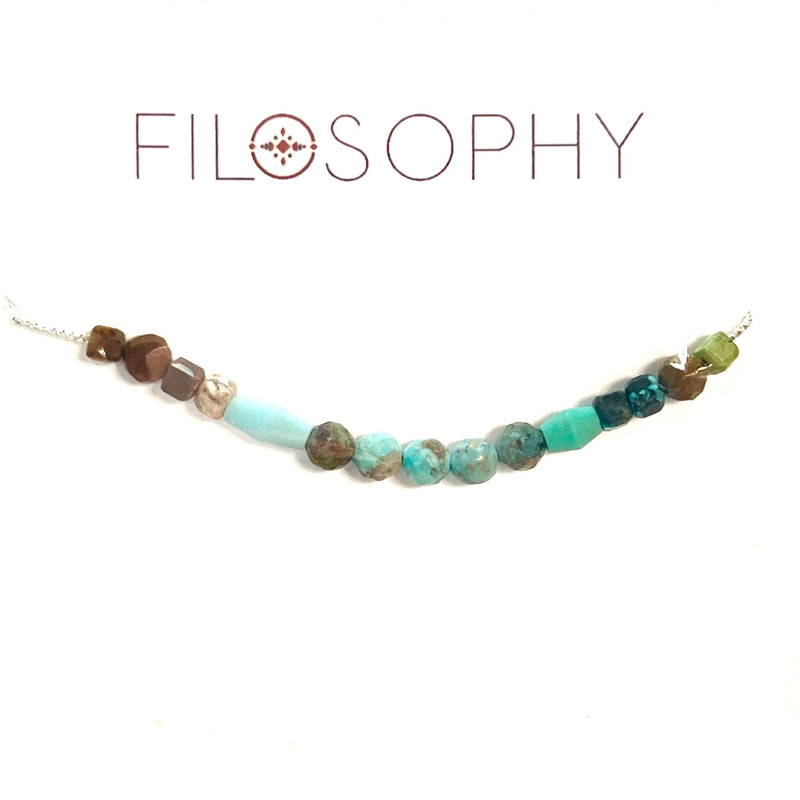 Turquoise Tube Adjustable Slide Chain Gemstone Necklace