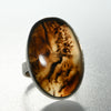 Dendritic Agate Ring Sterling Silver Size 9 32mm Statement