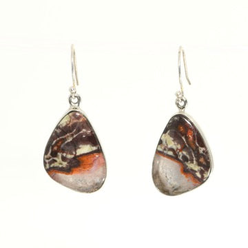 Crazy lace agate teardrop earrings in sterling silver bezels on hooks