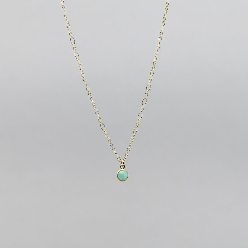 Amazonite Necklace | Dainty Stone Pendant 18" Gold-Filled Chain