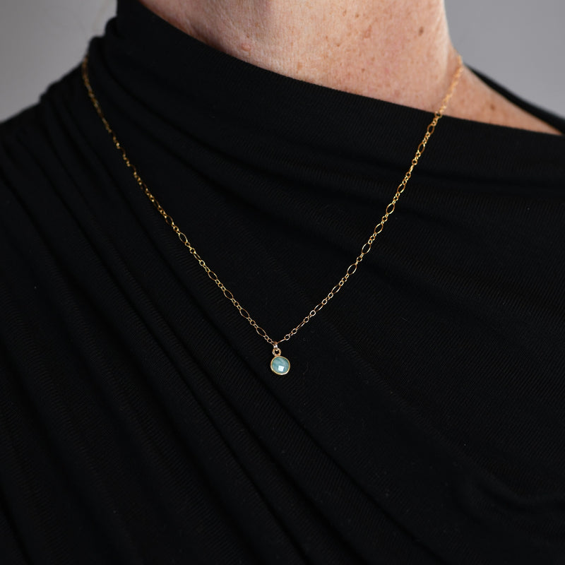 Amazonite Necklace | Dainty Stone Pendant 18" Gold-Filled Chain