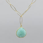 Amazonite Pendant Necklace | 18" Gold Filled Chain Handmade