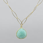 Amazonite Pendant Necklace | 18" Gold Filled Chain Handmade