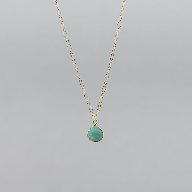 Amazonite Pendant Necklace | Gold-Filled Boho Statement Jewelry