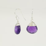 Amethyst Drop Earrings | Handcrafted Sterling Silver Wire Wrapped Jewelry