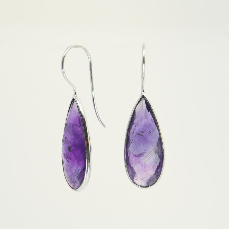 Amethyst Teardrop Statement Earrings | Handcrafted Sterling Silver