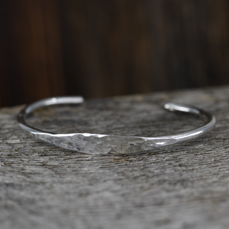 Artisan-Crafted Sterling Silver Hammered Cuff Bracelet | Adjustable 6.5" Statement Piece