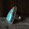 Handcrafted Sterling Silver Turquoise Ring with Braided Bezel Detail | Size 7.5