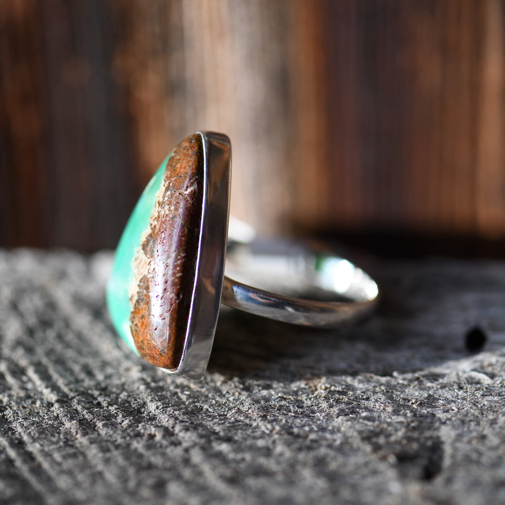 Chrysoprase Sterling Silver Ring - Size 10