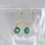 Natural Emerald Drop Earrings | Small Round Gold-Filled May Birthstone Jewelry