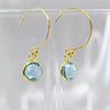 Blue Topaz Earrings in Gold Filled | Half Hoop Small Round Topaz Jewelry